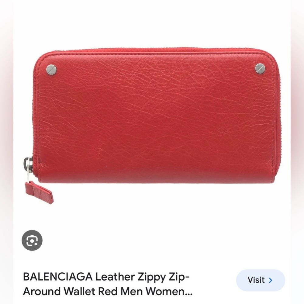 BALENCIAGA Leather Zippy Long Wallet in Red